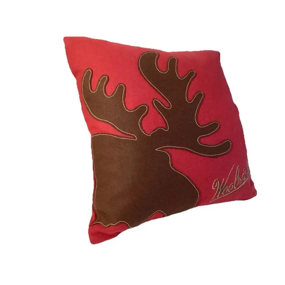 Woolrich MOOSE‎ ANTLER Decorative Appliqué Throw Feather Pillow 15”x 15” EUC
